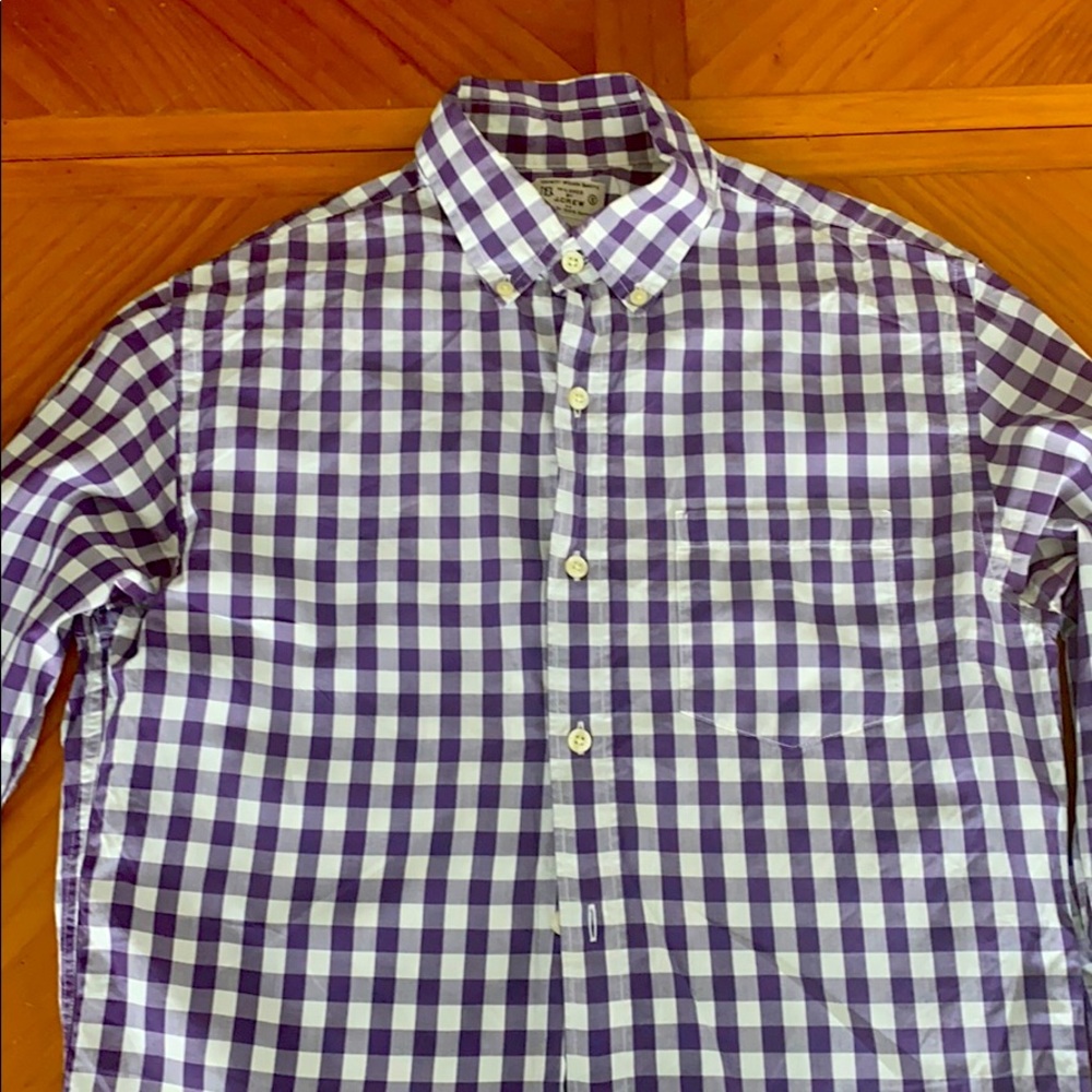 J Crew purple checkered button up